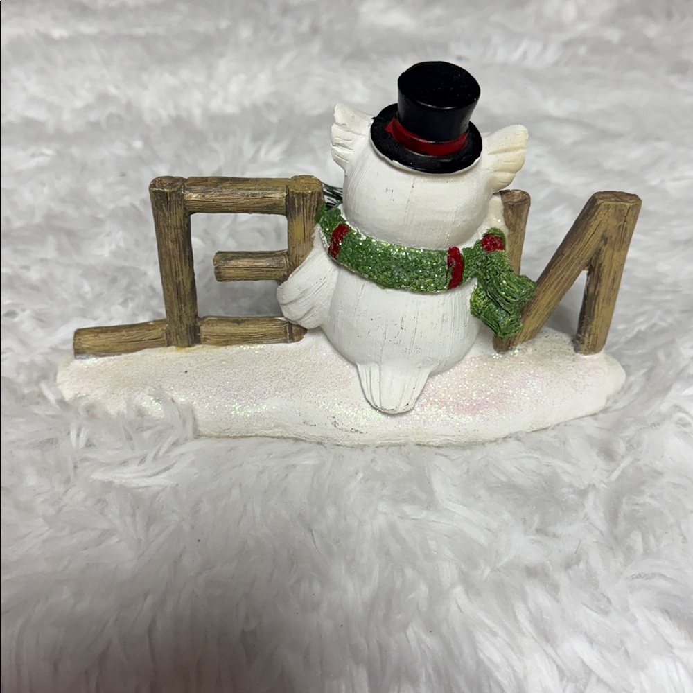 White and Brown Holiday Owl Figurine - Picture 2 of 4